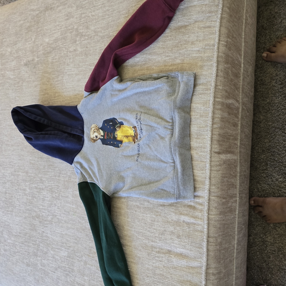 Kids Colorblock Hoodie with Bear Graphic